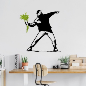 Decor de perete Re-Bloom, metal, negru/verde, 70 x 69 cm - Img 3