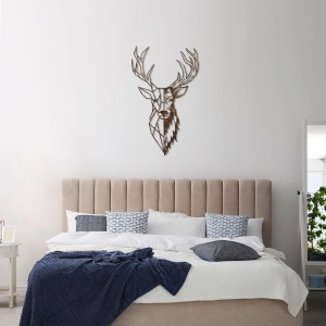Decor de perete Re-Bloom, model cerb, metal, maro, 70 x 42 cm - Img 2