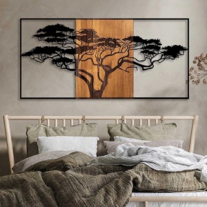 Decor de perete Re-Bloom, model copac, lemn/metal, maro/negru, 147 x 3 x 70 cm - Img 5