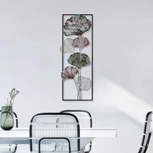 Decor de perete Re-Bloom, model floral, meta, multicolor, 32 x 90 x 4 cm - Img 4