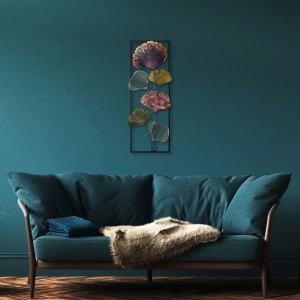 Decor de perete Re-Bloom, model floral, metal, multicolor, 32 x 90 cm - Img 3