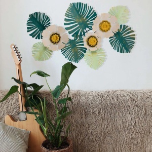 Decor de perete Re-Bloom, model floral, metal, multicolor, 80 x 8 x 55 cm - Img 2