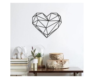 Decor de perete Re-Bloom, model inima, metal, negru, 40 x 47 cm - Img 2