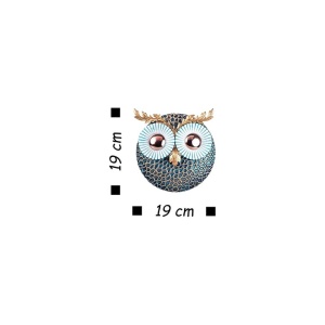 Decor de perete Re-Bloom, model Owl 3, metal, albastru/auriu, 19 x 19 cm - Img 3