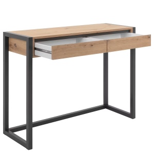 Denville masa consola 100x35x75 cm, 2 sertare, PAL/MDF, sine metalice cu rulmenti, stejar artisan/gri antracit - Verificat A · Re-Bloom - Img 5
