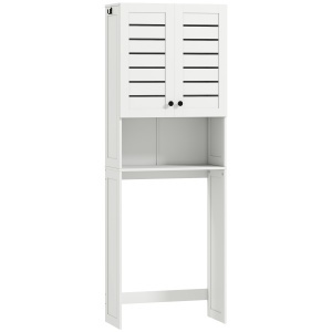 Dulap deasupra WC-ului cu 2 usi si raft deschis, MDF, 67x31.5x190 cm, spatiu inferior 64x28x93cm, capacitate 5kg/raft 15kg total, alb - Verificat A · Re-Bloom