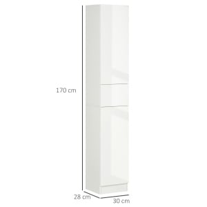 Dulap inalt pentru baie Re-Bloom, cu rafturi reglabile, PAL/MDF, alb, 30 x 28 x 170 cm, Resigilat, Grad A - Img 3
