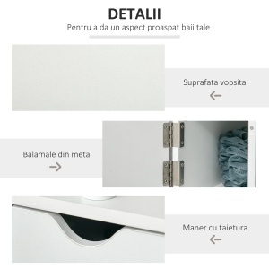 Dulap pentru baie cu 2 rafturi si 2 dulapuri Re-Bloom, MDF/PAL, 15.2x29.8x118 cm, 12 kg, alb - Verificat A · Re-Bloom - Img 6