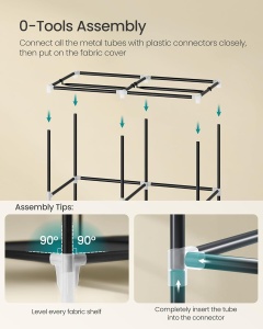 Dulap Songmics, metal/plastic/textil, negru, 86 x 45 x 167 cm, Resigilat, Grad A - Img 3