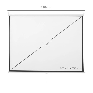 Ecran proiectie 100" montaj perete/tavan, tesatura alba opaca, 203x152cm, Alb/Negru - Verificat A · Re-Bloom - Img 3