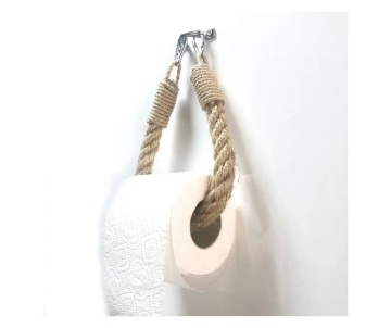 Evila Originals suport de hartie igienica 14x22 cm, franghie naturala si metal, design modern, bej - Verificat A · Re-Bloom - Img 2