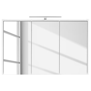 Flag I dulap baie oglinda LED, 94x60x16 cm, 3 usi oglinda, 6 rafturi, PAL alb, iluminat integrat 230V - Verificat A · Re-Bloom - Img 2