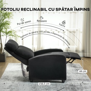 Fotoliu reclinabil manual Re-Bloom, in/otel, negru, 69 x 88 x 101 cm, Resigilat, Grad A - Img 2