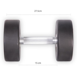 Gantera premium fitness, POWRX, coating cauciuc, bara din crom, 22.5 kg, Negru, Resigilat, Grad A - Img 3