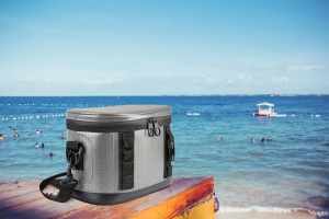 Geanta termica Tahoe Trails, bumbac/poliester/PEVA, gri/negru, 29,4 x 19 x 21 cm - Img 3