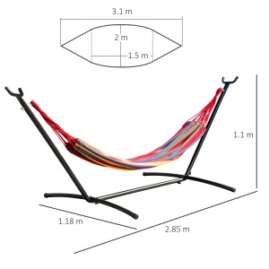 Hamac portabil cu suport otel/bumbac Re-Bloom, 285x118x110 cm, suprafata 200x150 cm, 150 kg, multicolor - Verificat A · Re-Bloom - Img 3