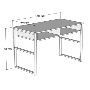 Hanah Home birou de studiu cu depozitare, PAL melaminat, 120x60x75cm, Nuc - Verificat A · Re-Bloom - Img 5