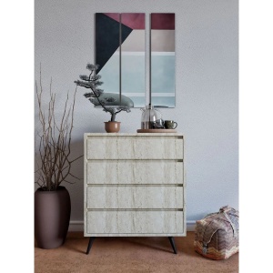 Hanah Home comoda dormitor 70x40x86 cm, 4 sertare, PAL 18mm, rafturi multiple, fixabil perete, travertin - Verificat A · Re-Bloom - Img 2