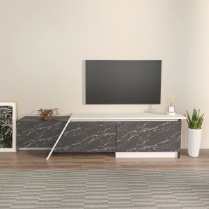 Hanah Home comoda TV, PAL melaminat, 180x35x28.6 cm, grosime 18mm, gri/alb - Verificat A · Re-Bloom - Img 4