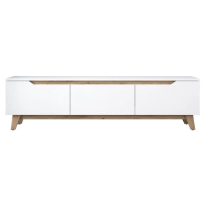Hanah Home comoda TV, PAL melaminat 18mm, 180x35x48.6 cm, montare perete, alb/nuc - Verificat A · Re-Bloom