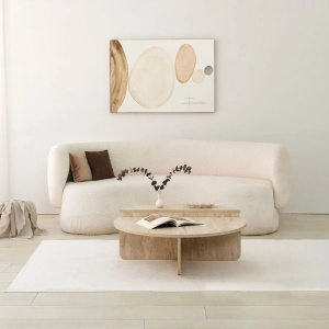 Hanah Home masa cafea rotunda living D90x35 cm, PAL 18mm, finisaj travertin, usor de asamblat - Verificat A · Re-Bloom - Img 3