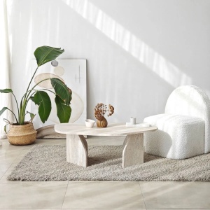 Hanah Home masuta de cafea, PAL melaminat, travertin, 105x65x35cm, Travertin - Verificat A · Re-Bloom - Img 3