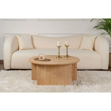 Hanah Home masuta de cafea rotunda D90x41 cm, PAL 18mm melaminat, stejar - Verificat A · Re-Bloom - Img 3