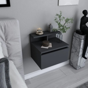 Hanah Home noptiera, PAL melaminat 18mm, 39.8x31.9x35 cm, antracit - Verificat A · Re-Bloom - Img 3
