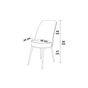 Hanah Home set 4 scaune dining 45x42x91 cm, cadru metal 100%, tapiterie catifea, inaltime sezut 47 cm, crem/auriu - Verificat A · Re-Bloom - Img 3