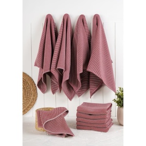 Hermia Concept set 10 prosoape de bucatarie, 90% bumbac/10% poliester, 270g/m², 43x76 cm, lavabil 30°C, rosu caramiziu - Verificat A · Re-Bloom