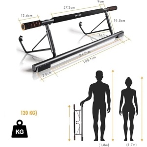 High Pulse bara tractiuni Pull Up Bar 90x24 cm, 120 kg, otel carbon, pozitii multiple prindere, tampoane spuma, montaj fara gaurire - Verificat A · Re-Bloom - Img 2