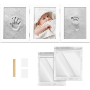 Kit rama foto cu 2 amprente mulaj, Navaris, alb, 22 x 17 x 2.2 cm, Resigilat, Grad A