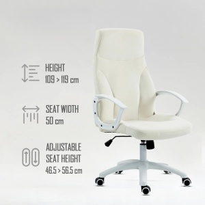 Kiwari scaun de birou, spatar inalt, brate fixe, mecanism fluture, cadru nylon alb, roti PU - Verificat A · Re-Bloom - Img 3