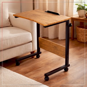 Kiwari Trek birou mobil, MDF/metal, suporta 30kg, 60x40x95cm, Maro/Negru - Verificat A · Re-Bloom - Img 2