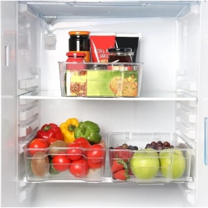 Kurtzy set 3 organizatoare frigider/bucatarie, plastic fara BPA transparent, 32.5x21x9 cm - Verificat A · Re-Bloom - Img 4