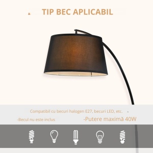 Lampadar tip arc Re-Bloom, metal/plastic/in, negru, 47 x 105 x 190 cm, Resigilat, Grad A - Img 2