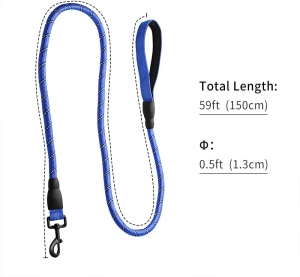 Lesa pentru caini Baguuaray, nailon/metal, albastru, 150 cm - Img 3