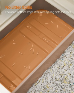 Litiera pentru pisici Feandrea, plastic, bej/maro, 42,5 x 54,3 x 37,8 cm, Resigilat, Grad A - Img 4