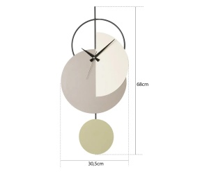 Madeco ceas decorativ de perete, metal 100% grosime 1.5mm, 68x31 cm, diametru 68 cm, mecanism silentios, pictat manual, gri - Verificat A · Re-Bloom - Img 2