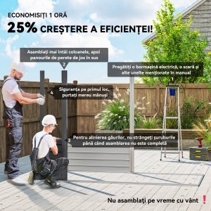 Magazie de depozitare pentru gradina Re-Bloom, otel galvanizat, 249x121x166-183 cm, usa 150x162 cm, aerisiri, rating zapada 30 kg/m², gri - Verificat A · Re-Bloom - Img 6
