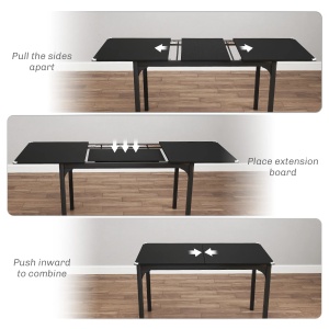 Masa de gradina extensibila Re-Bloom, MDF/otel, negru, 120-160 x 70 x 75 cm, Resigilat, Grad A - Img 5