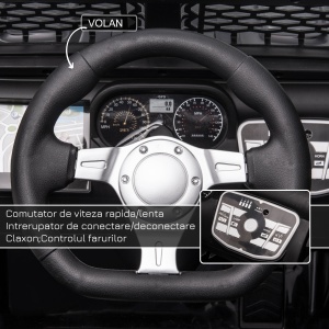 Masina electrica copii Re-Bloom, 12V 4.5AH 2x35W, PP/otel, 100x64.2x71 cm, telecomanda, faruri, 3-5 km/h, autonomie, varsta 3-6 ani, 30 kg, negru - Verificat A · Re-Bloom - Img 5