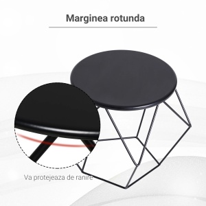 Masuta de cafea Re-Bloom, otel, negru, 54 x 54 x 44 cm, Resigilat, Grad A - Img 6