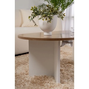 Masuta de cafea Re-Bloom, PAL, alb/nuc, 119 x 60 x 40 cm, Resigilat, Grad A - Img 4