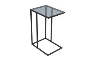Masuta laterala living 30x60x40 cm, blat sticla, cadru metal negru mat, stil industrial modern - Verificat A · Re-Bloom - Img 2
