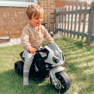 Motocicleta electrica BMW pentru copii, baterie 6V, polipropilena/otel, negru/alb, 66 x 37 x 44 cm, Resigilat, Grad A - Img 4