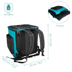 Navaris rucsac transport animale pliabil, poliester, 41x34.5x43 cm, 1.8 kg, pana la 12 kg, 2 intrari, ferestre ventilatie, perna interioara, gri/turcoaz - Verificat A · Re-Bloom - Img 4