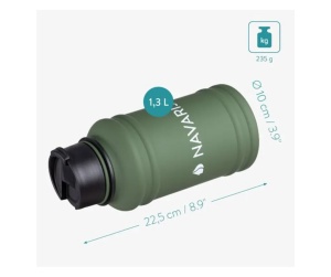 Navaris sticla de apa otel inoxidabil perete simplu, 1.3L, 22.5x10 cm, 235g, verde - Verificat A · Re-Bloom - Img 2