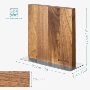 Navaris suport magnetic dublu cutite, lemn nuc/otel inoxidabil, 25x23x10 cm, suprafata magnetica 22.5x22x2.5 cm, 1506g, baza anti-alunecare - Verificat B · Re-Bloom - Img 2
