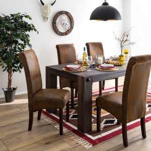 Nello IV set 2 scaune tapitate 47x108x64 cm, microfibra maro antic, cadru hevea lacuit, 120 kg - Verificat A · Re-Bloom - Img 2